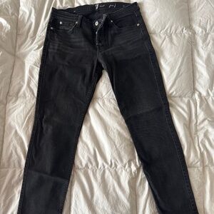 Womens 7 For All Mankind Black Button Fly Jeans
